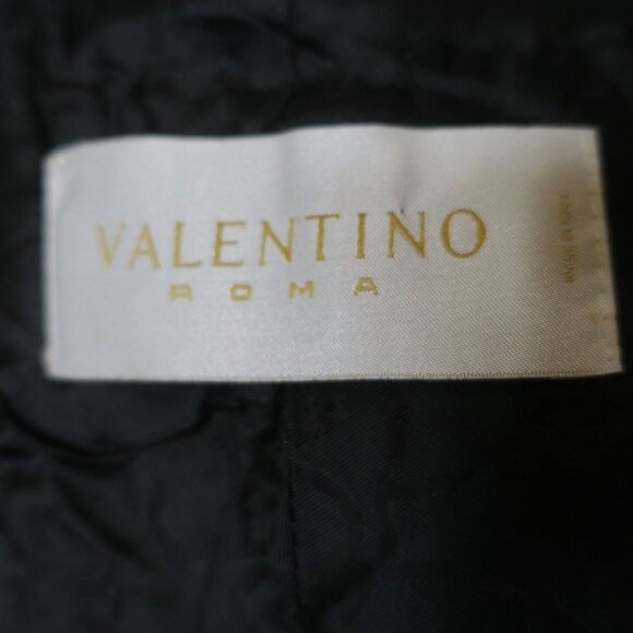 Valentino Roma Black Virgin Wool Blend Textured Blazer Front Tie Womens 50 14 US - Picture 4 of 8